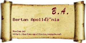 Bertan Apollónia névjegykártya